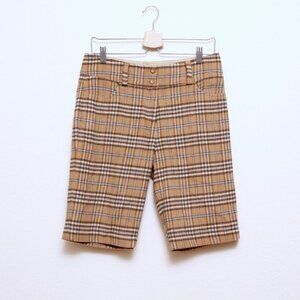 NWT Eunice Plaid Wool Blend High Rise Shorts in Brown